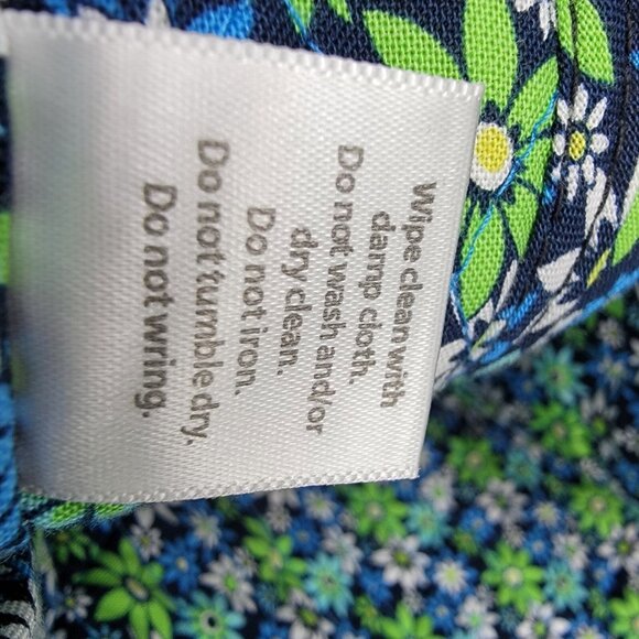 Floral 100% Cotton Backpack‎ Daisy Blue Green Attached Matching Wallet - Picture 7 of 10